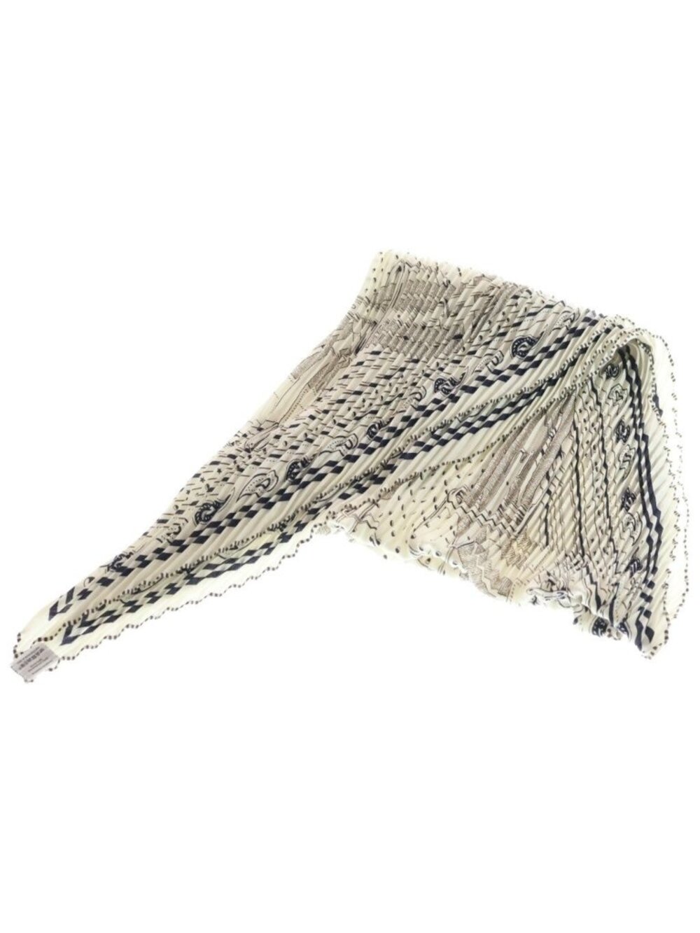 Hermes Carre Geant 140 Pleats Sailor Tattoo White Silk Cashmere Scarf